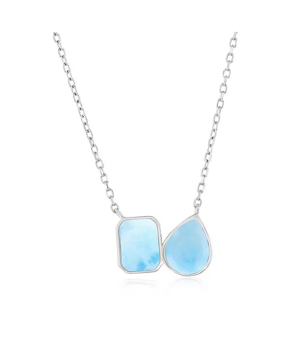 

Ожерелье из стерлингового серебра с прямоугольным и грушевидным ларимаром Caribbean Treasures, blue