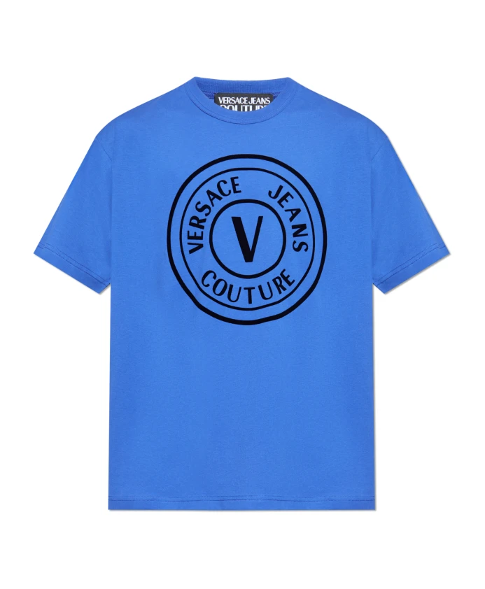 

Футболка с принтом, имитирующим бархатистую поверхность. Versace Jeans Couture, синий