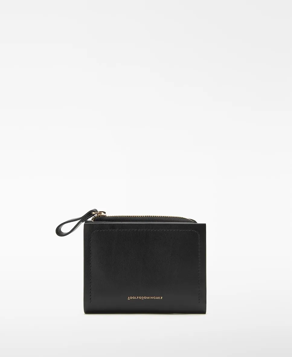

Женский кожаный кошелек на молнии Adolfo Dominguez, черный