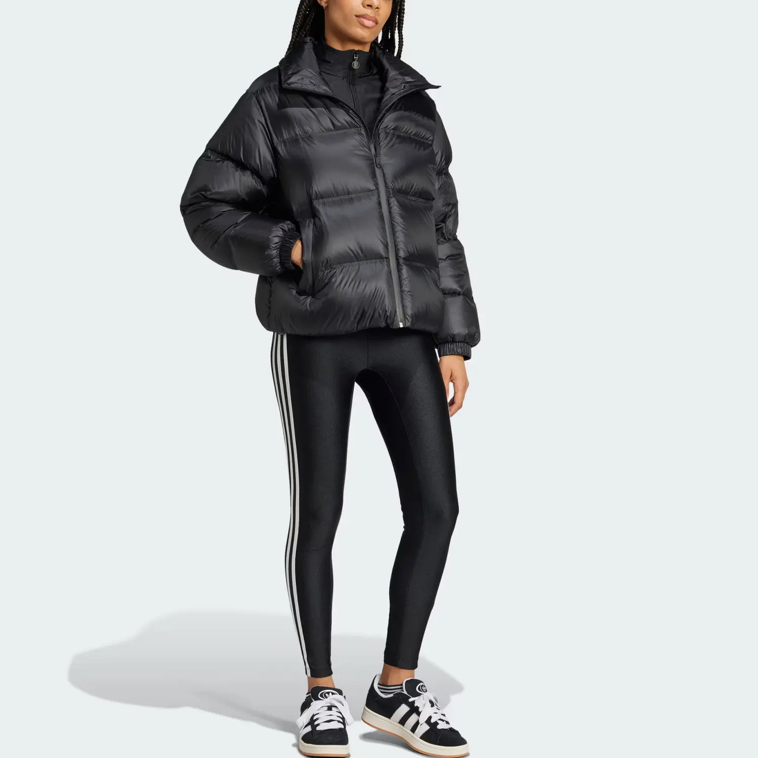 Куртка пуховая женская черная Adidas Originals из серии Clover — фото 4