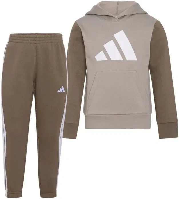 Детский спортивный костюм из флиса Adidas, худи и брюки, Green — фото 4