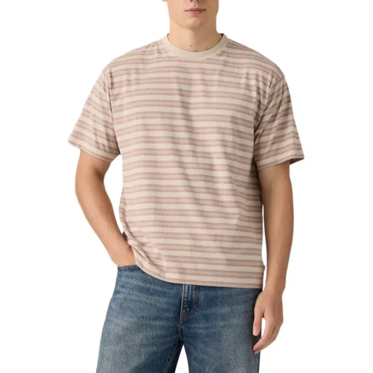 Футболка унисекс в полоску Pumice с круглым воротником утолщенная Levis, Stripes Pumice — фото 3