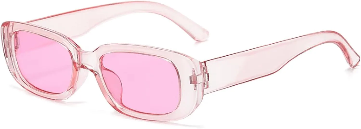 

Прямоугольные модные солнцезащитные очки для женщин и мужчин в стиле ретро с защитой от УФ-излучения UV400 для летнего отдыха на пляже и путешествий TVTBBVV, Pink