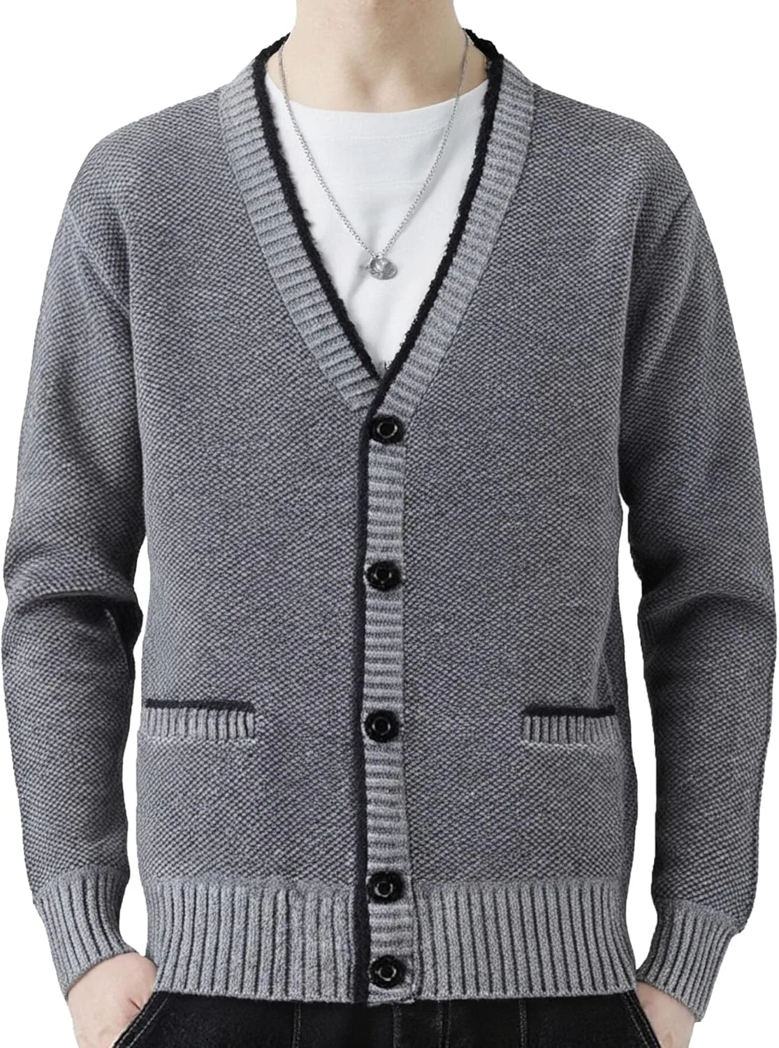 

Мужской кардиган с воротником шаль и карманами