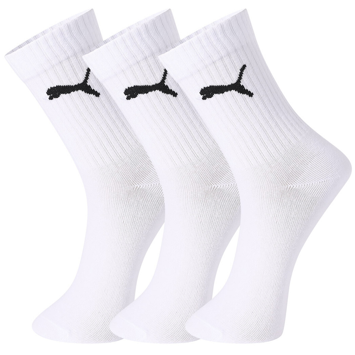 

PUMA 品牌休闲防臭吸汗透气中筒袜 男女同款 3双装, цвет 003 Black
