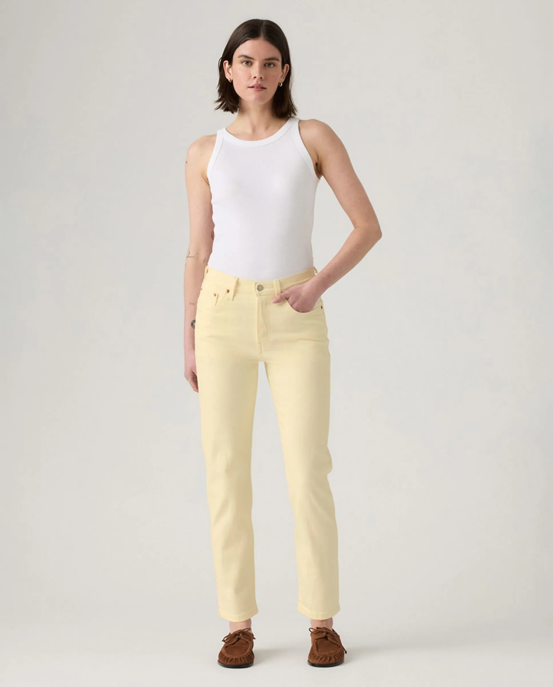 

Прямые женские джинсы 501 Crop Levi'S, кремовый
