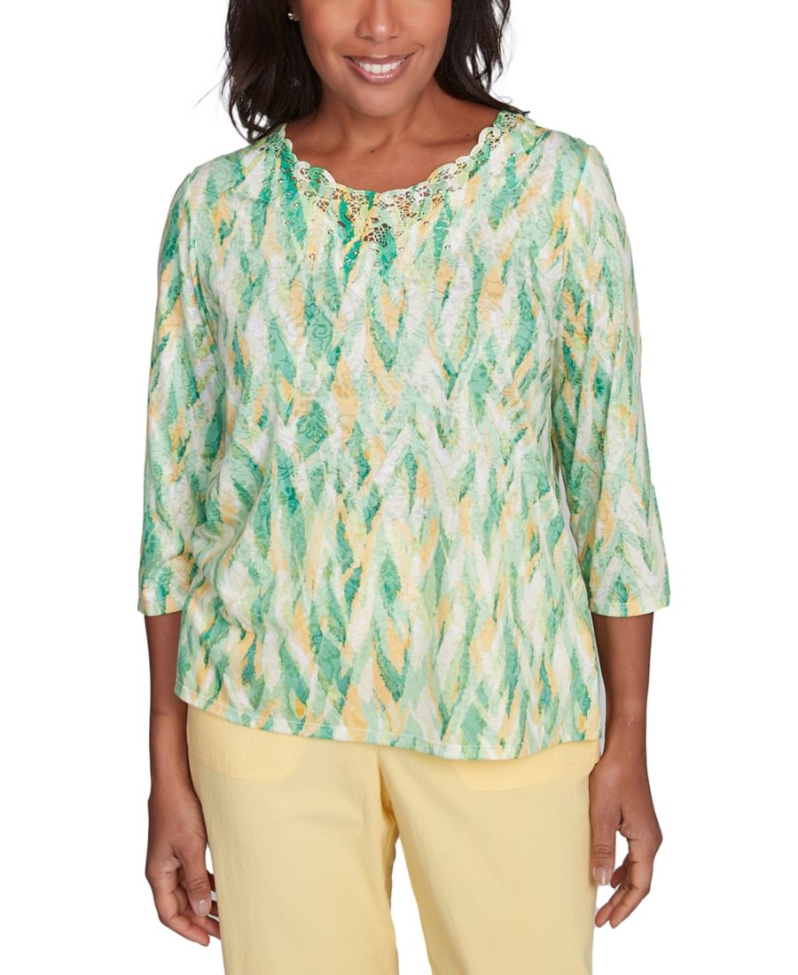 

Женская футболка Rise Shine Bright с текстурированным узором и круглым вырезом Alfred Dunner, Lime Multi, Красный, Женская футболка Rise Shine Bright с текстурированным узором и круглым вырезом Alfred Dunner, Lime Multi