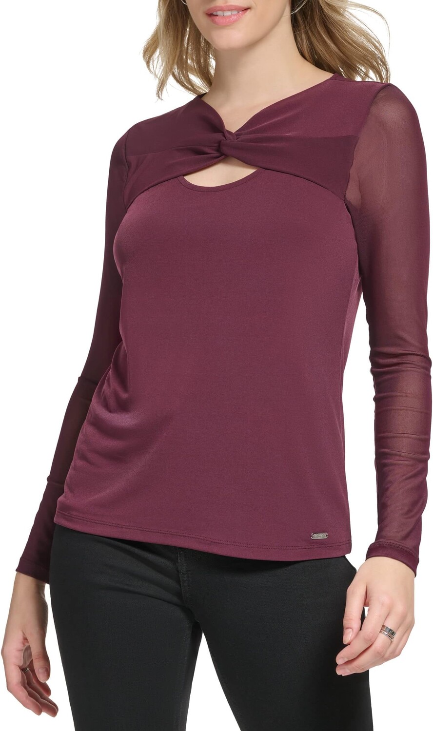 

Пуловер Calvin Klein Long Sleeve with Mesh Knot Detail, цвет Port