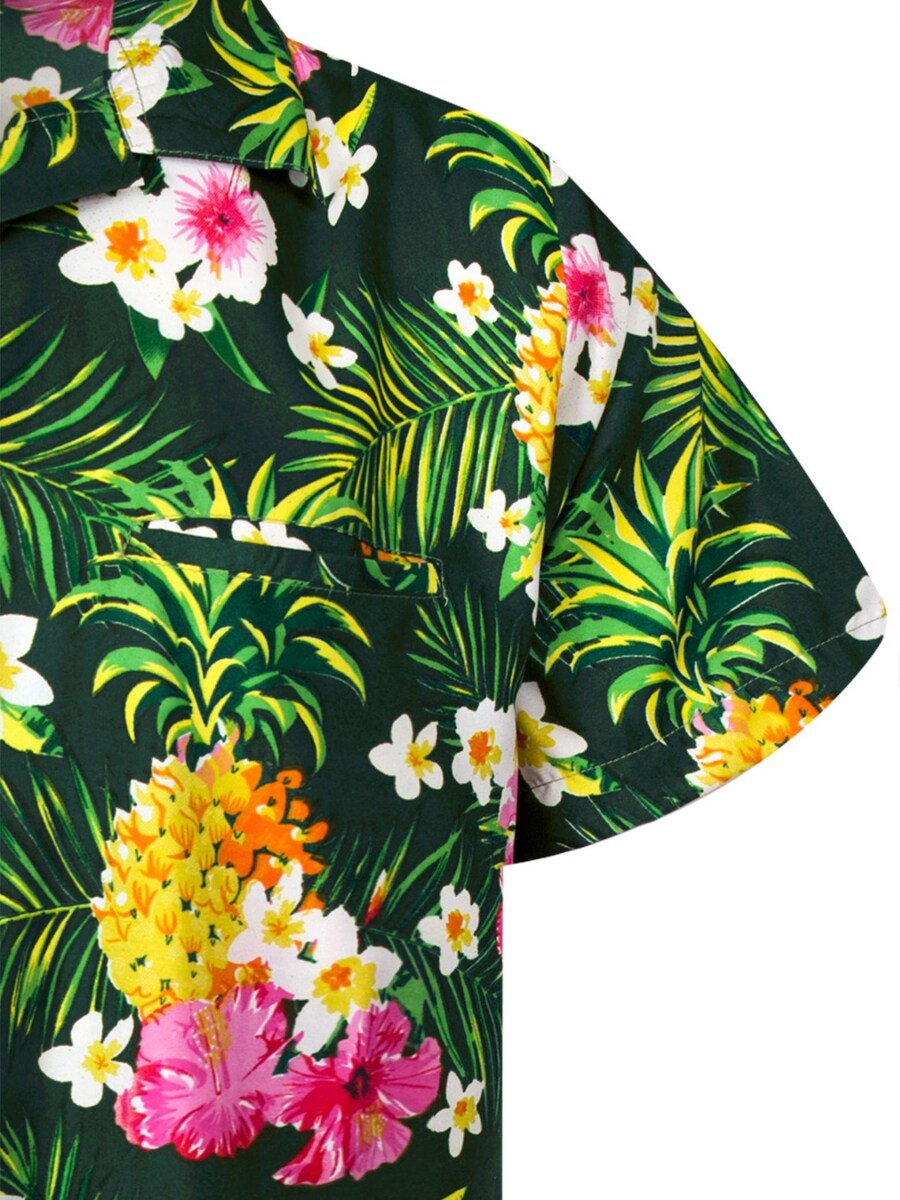 Рубашка на пуговицах классического кроя King Kameha Pineapple Flowers, Petrol — фото 4