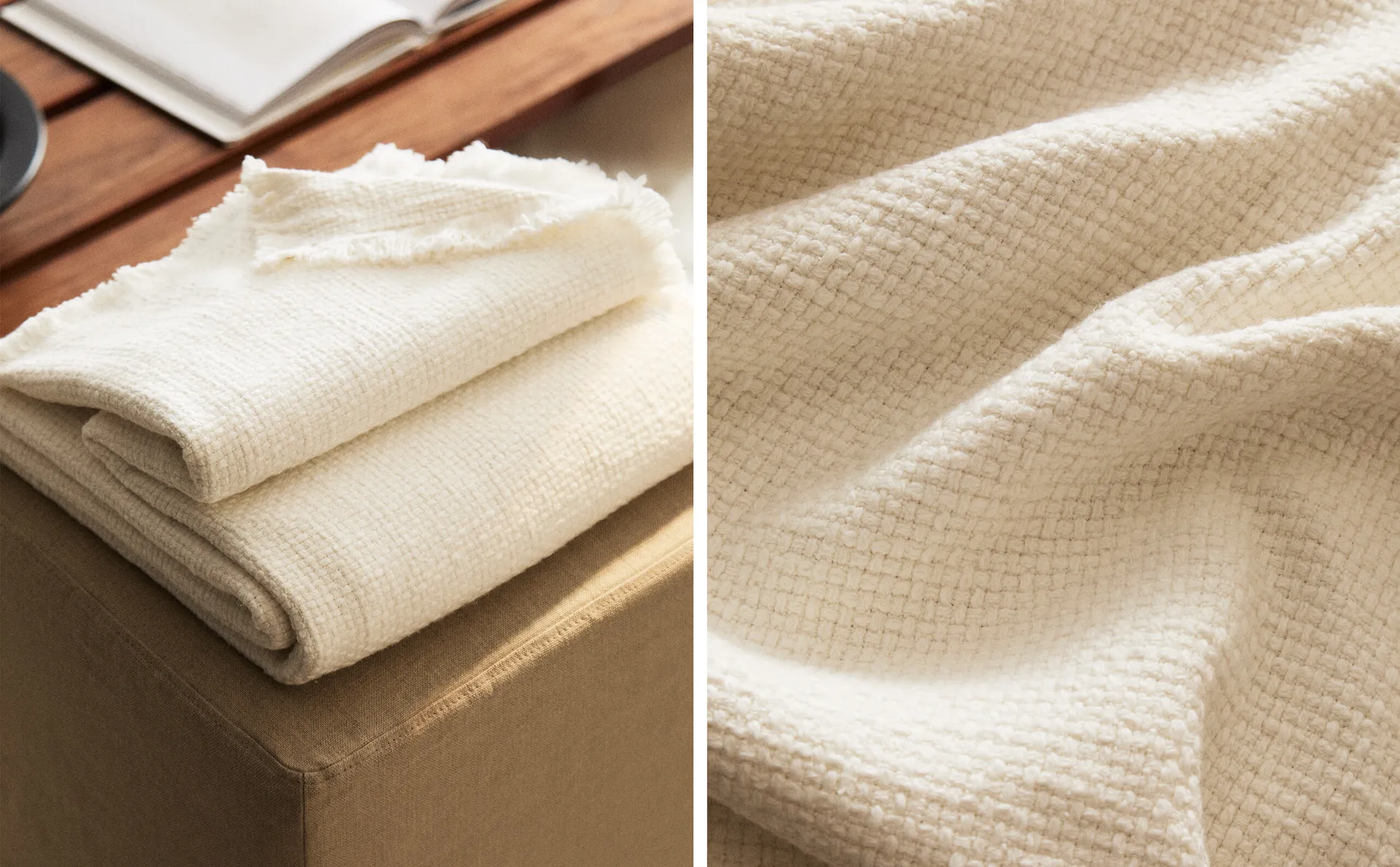 

Хлопковый плед Zara Home, белый
