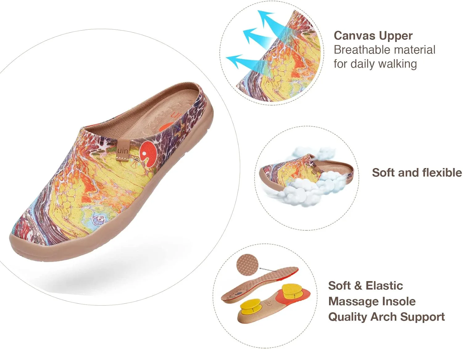 

Мужские легкие тапочки UIN с росписью, удобные мюли для ходьбы, повседневного дома и путешествий, обувь Малага