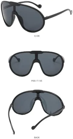 

Винтажные солнцезащитные очки большого размера 2027 года для женщин и мужчин. Модные цельные солнцезащитные очки в крупной оправе, ветрозащитные MTZJH, Black Yellow