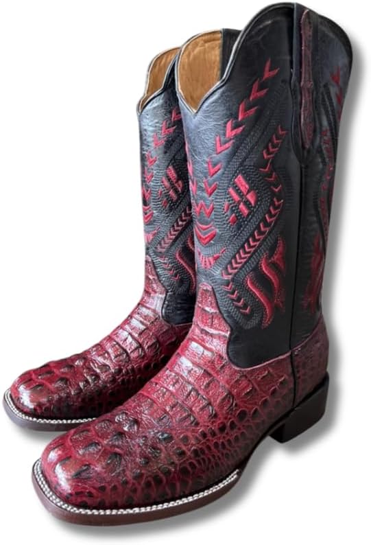 

Мужские ковбойские сапоги GadwallAR с экзотическим узором, кожаные, серии Alex с рисунком под змею, каймана и страуса, с квадратным носком, слипон, винный