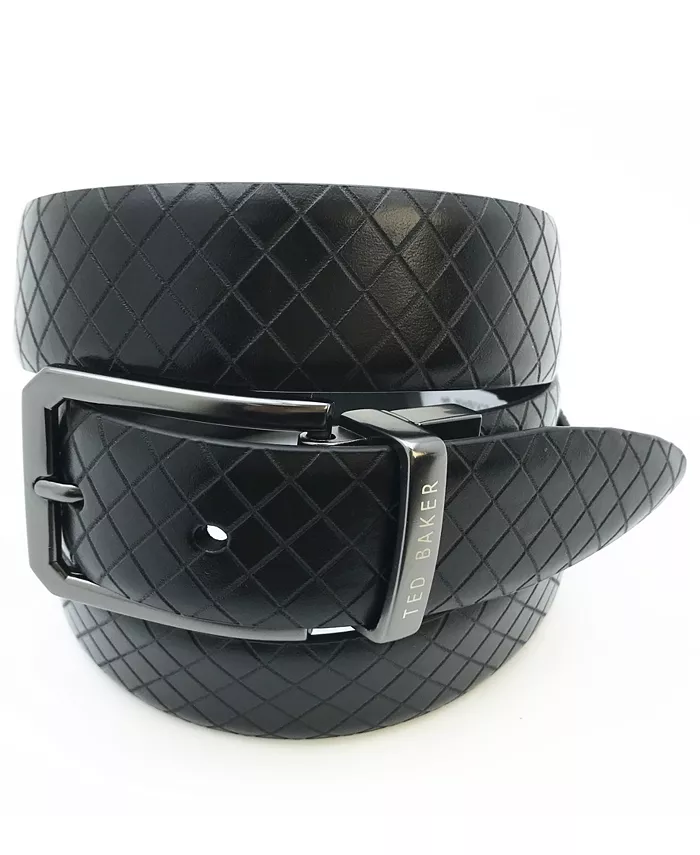 

Мужской черный кожаный ремень с тиснением Ted Baker