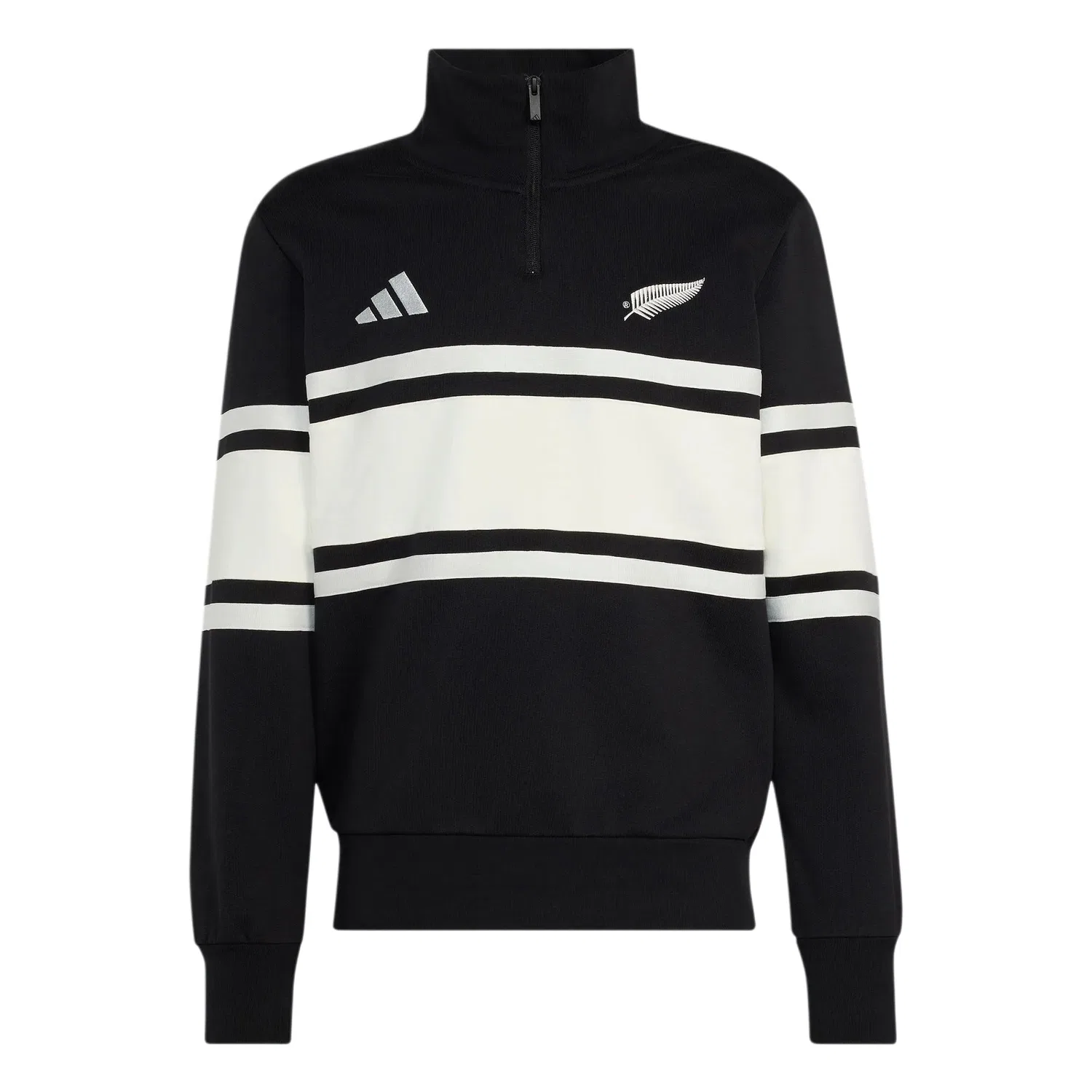 Свитшот мужской с воротником-стойкой Adidas Black/Jade White