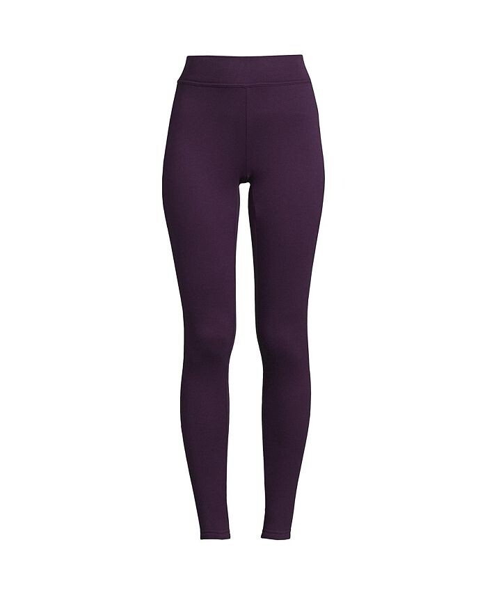 

Женские спортивные леггинсы с карманами на флисовой подкладке и высокой посадкой для миниатюрных женщин Lands' End, фиолетовый