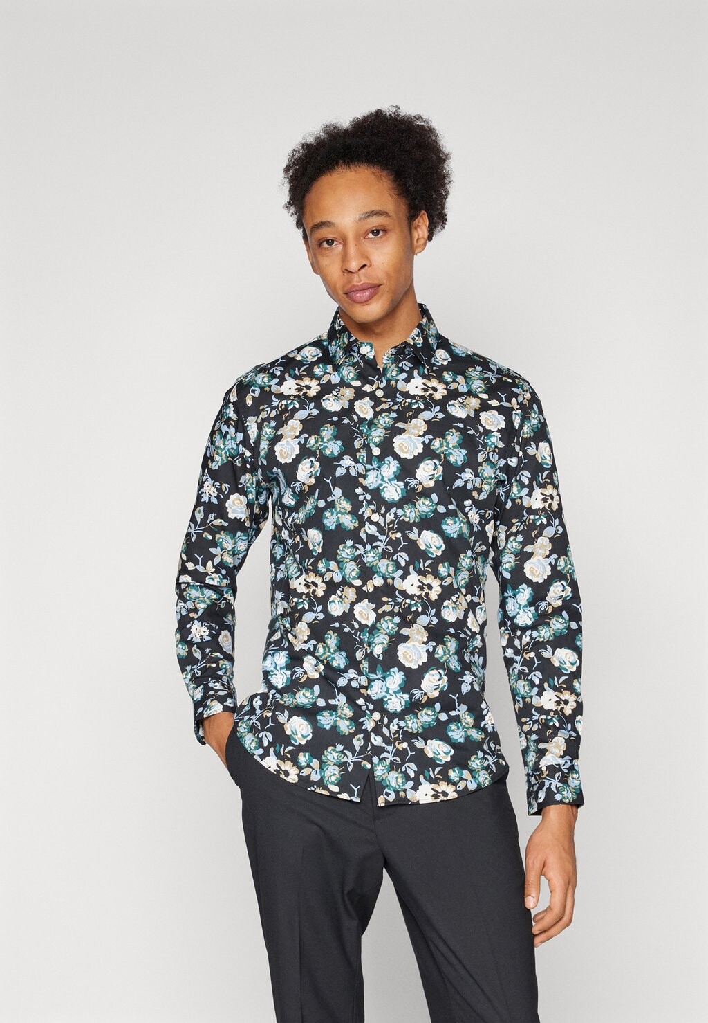 

Классическая рубашка Jprblaexpress Flower Print Shirt Jack & Jones, черный