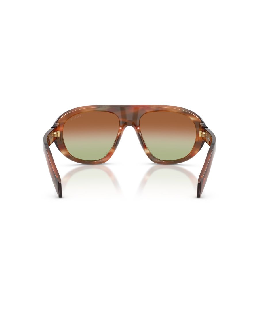 Женские солнцезащитные очки с геометрическим рисунком, PR C05S PRADA, Striped Oak — фото 4