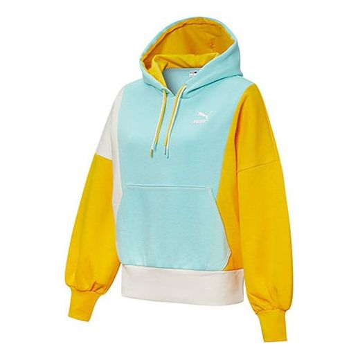 

Толстовка panelled hoodie 'blue yellow white' Puma, синий