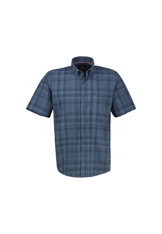 

Рубашка с короткими рукавами из летней повседневной ткани сирсакер Lerros, синий