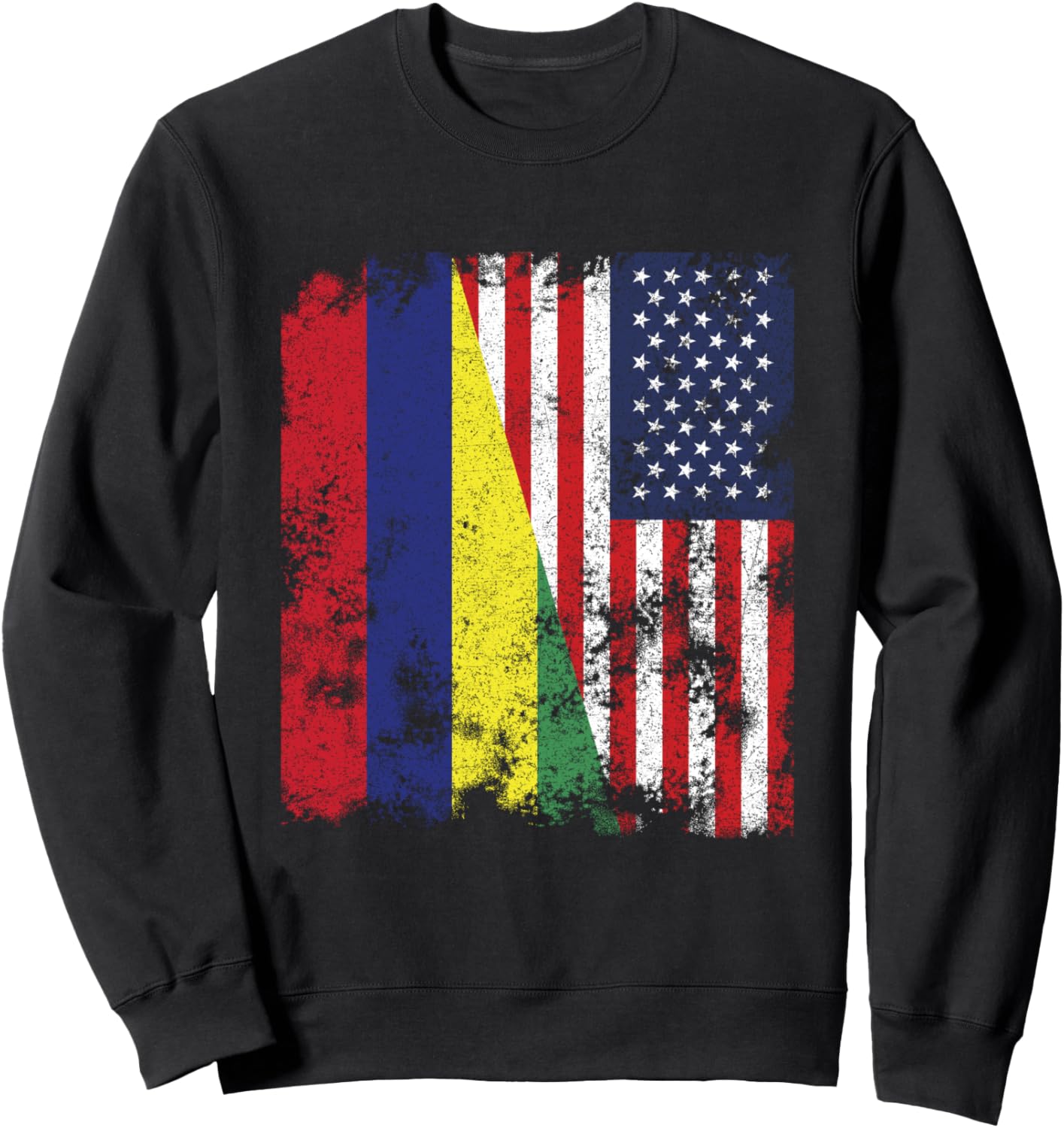 

Футболка с изображением американского флага Маврикия в античном стиле - наполовину американская Mauritius Flag Nation, черный