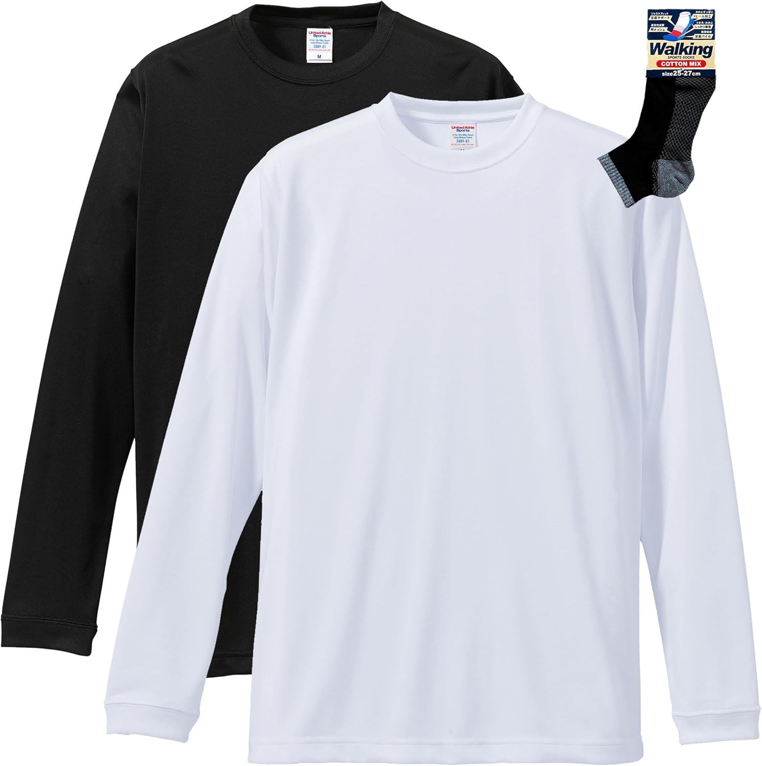 

Футболка с длинным рукавом, с шелковистой текстурой мужская United Athle, бело-черный