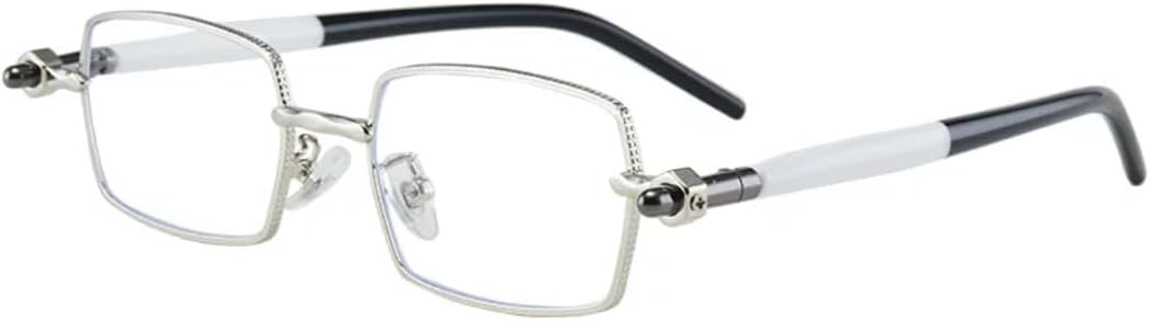 

Маленькие прямоугольные солнцезащитные очки для женщин и мужчин, роскошные, в стиле ретро, ​​с заклепками, двухцветная оправа с линзами UV400 и прозрачными линзами TVTBBVV, Silver Clear