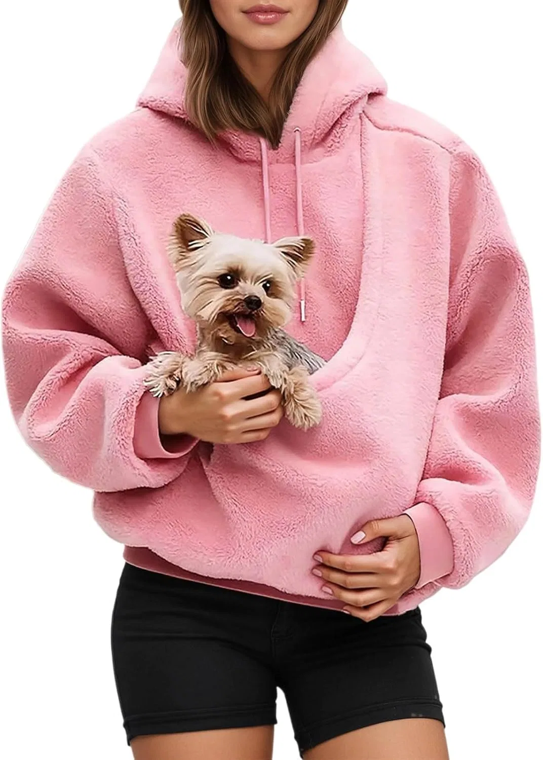 Толстовка с карманом для кошек, Cat Pouch Hoodie, B01 Pink — фото 2
