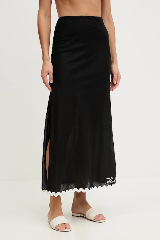 

Хлопковая пляжная юбка Karl Lagerfeld, черный