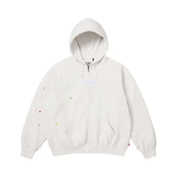 Толстовка Supreme x MM6 Maison Margiela с логотипом в виде коробки и застежкой-молнией, белая