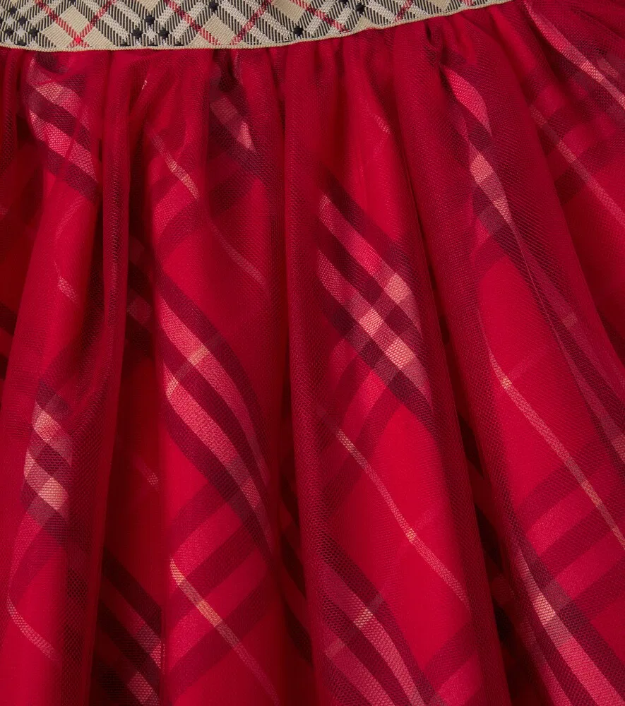Юбка в клетку Burberry Burberry Kids, красный — фото 4