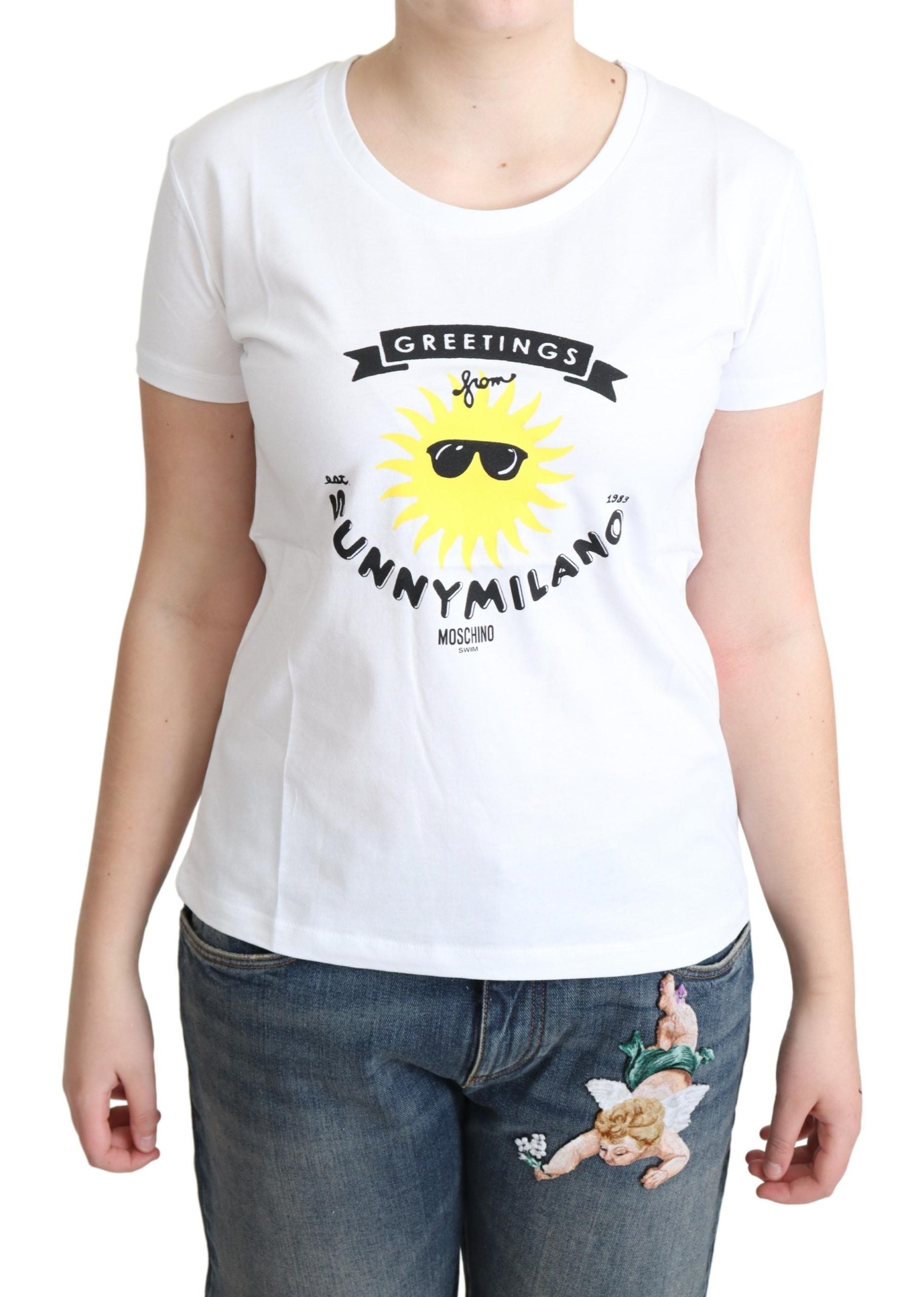 

Женская футболка Moschino Cotton Sunny Milano Print, белый