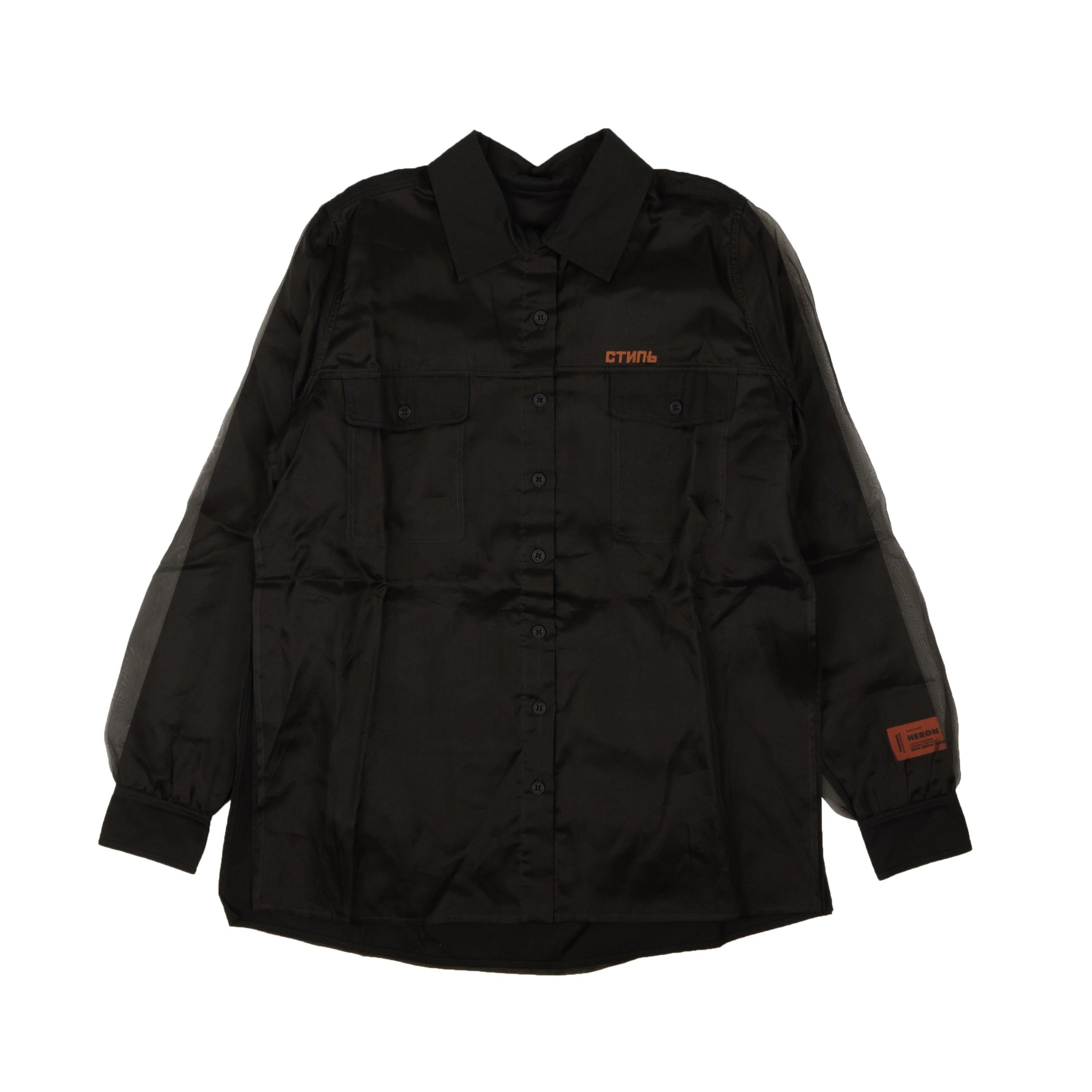 

Черная двухслойная блузка на пуговицах Heron Preston