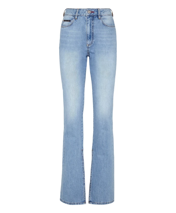 

Джинсовые брюки-клеш, культовый дизайн, свободный крой Philipp Plein, синий