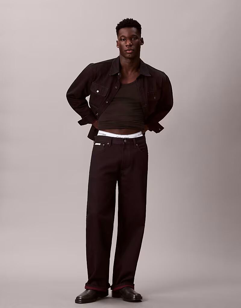 

Широкие джинсы Jeans мешковатого кроя бордового цвета Calvin Klein Jeans