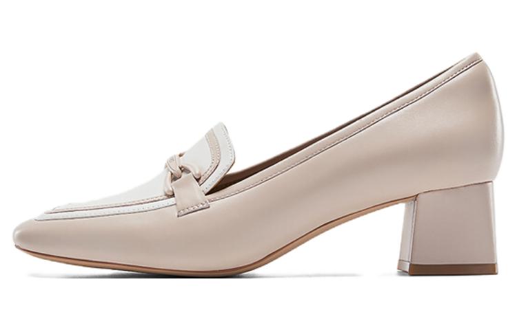 Женские туфли на платформе с массивным каблуком 5 см NINE WEST, светло-розовый экрю