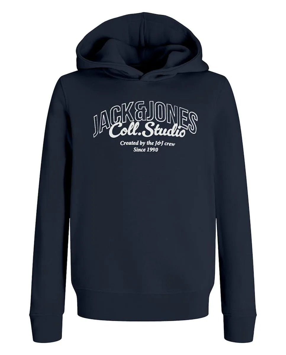 

Детская толстовка с капюшоном и принтом спереди Jack & Jones, темно-синий