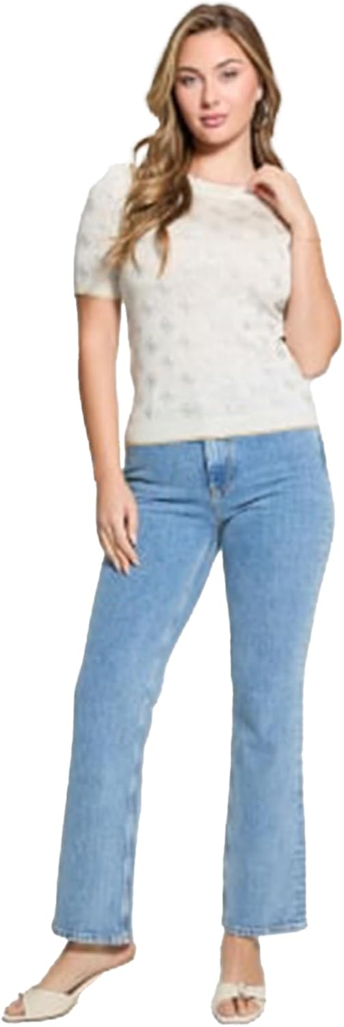 

GUESS Женский короткий рукав Rosie 4g круглый вырез свитер, Cream White