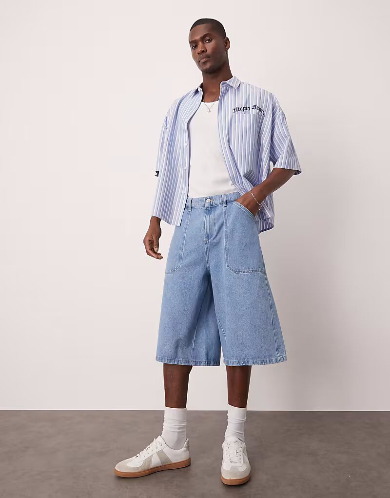

Джинсовые шорты ASOS DESIGN средней степени стертости