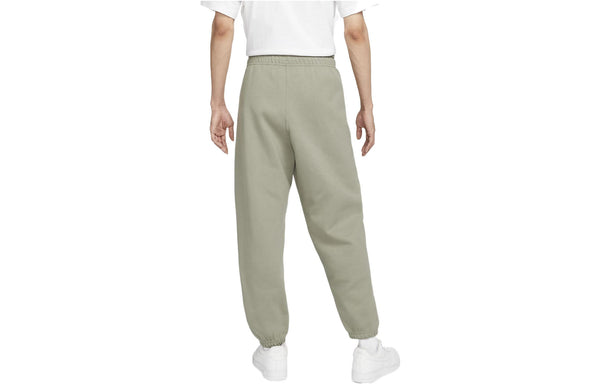 Брюки men's solo swoosh elastic waistband solid color bundle feet fleece sports pants/trousers/joggers autumn green Nike, мультиколор — фото 2