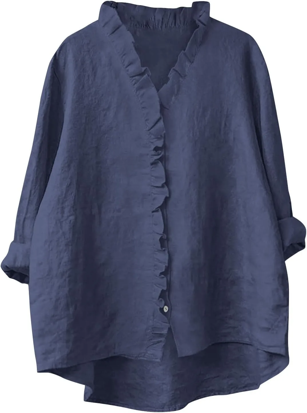 

Льняная блузка с длинным рукавом и рюшами Floleo