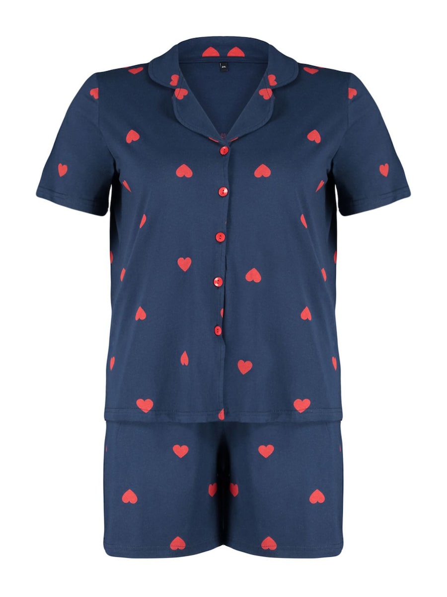 

Короткий пижамный комплект Trendyol Curve, темно-синий