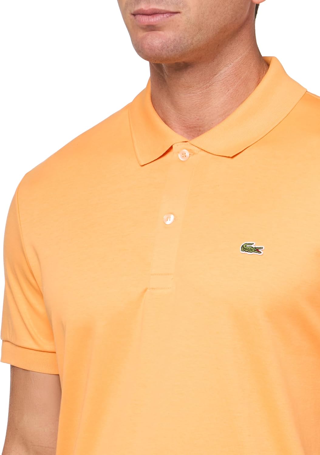 Поло Lacoste мужское Super светлый с коротким рукавом, Zinnia оранжевый — фото 3