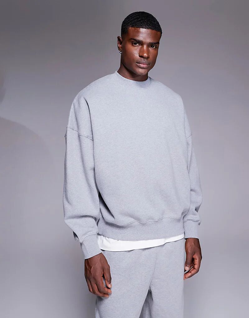 

Премиальный плотный свитшот ASOS DESIGN oversize плотностью 400 г/м² серо-меланжевого цвета