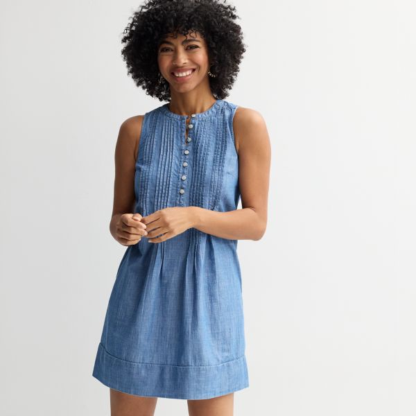 

Миниатюрное платье без рукавов с защипами Sonoma Goods For Life, цвет chambray