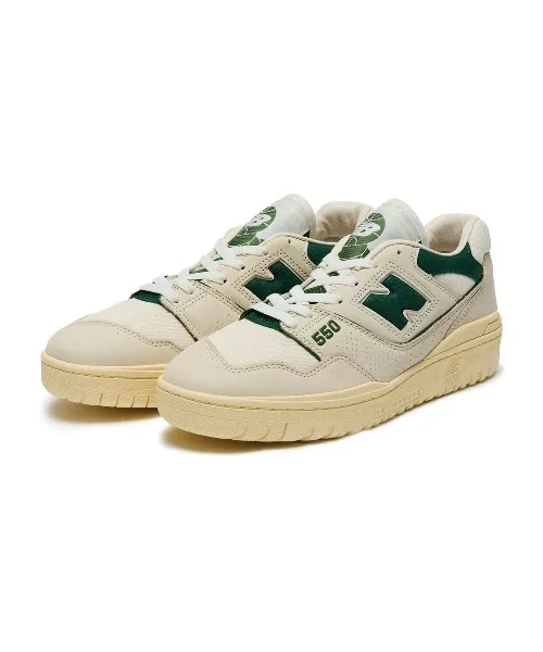 Мужские кроссовки из натуральной кожи New Balance 550 бежевые