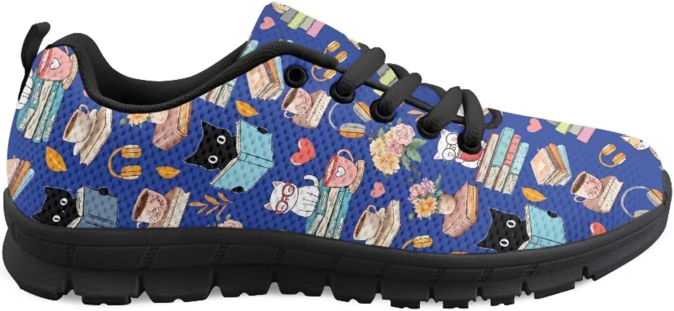 

Кроссовки с американским флагом для мужчин и женщин, кеды, обувь на 4 июля, легкие беговые и теннисные кроссовки для фитнеса Getelinseng, Cat and Books