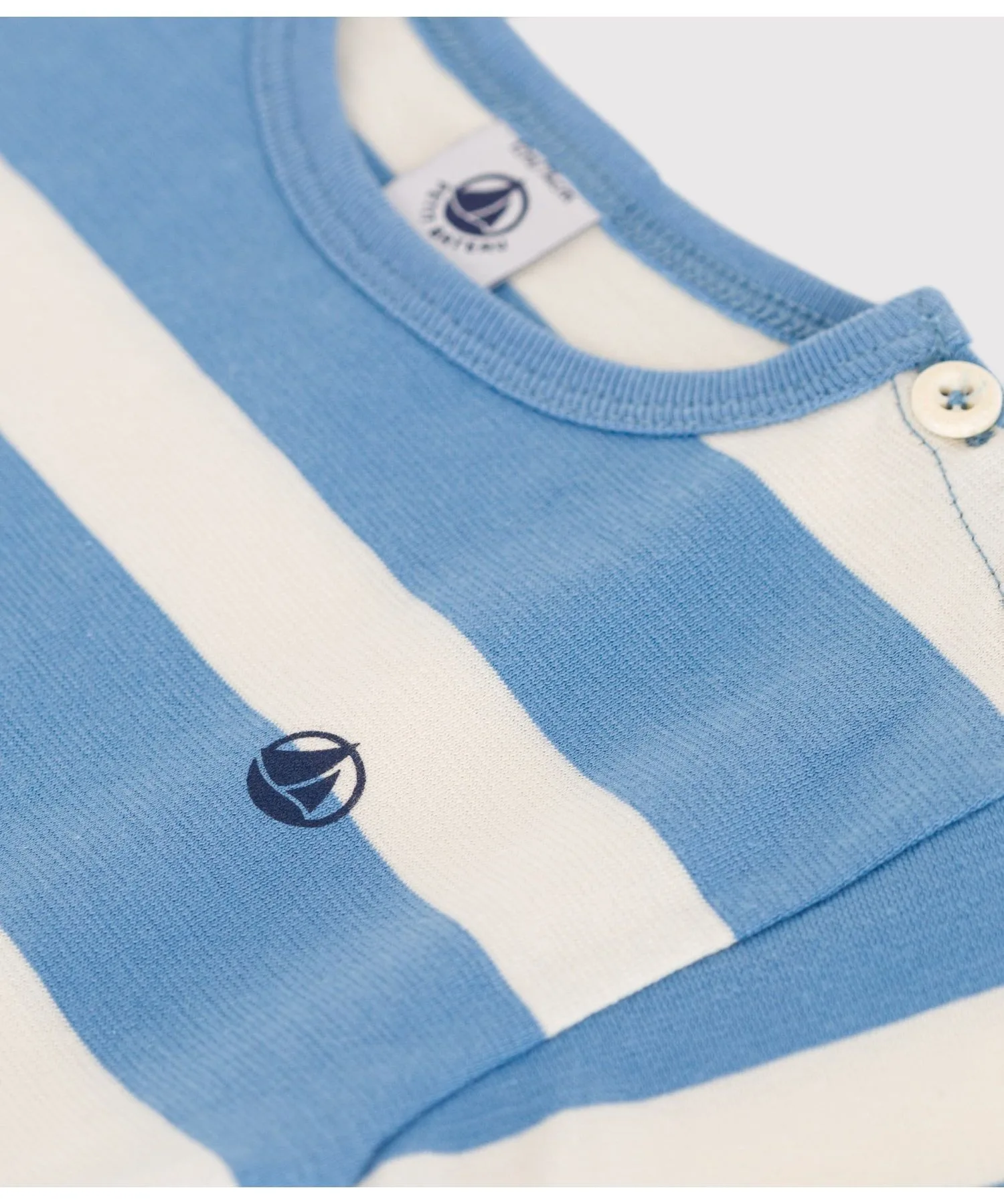 Детская футболка с коротким рукавом полоска PETIT BATEAU бело-синяя — фото 3