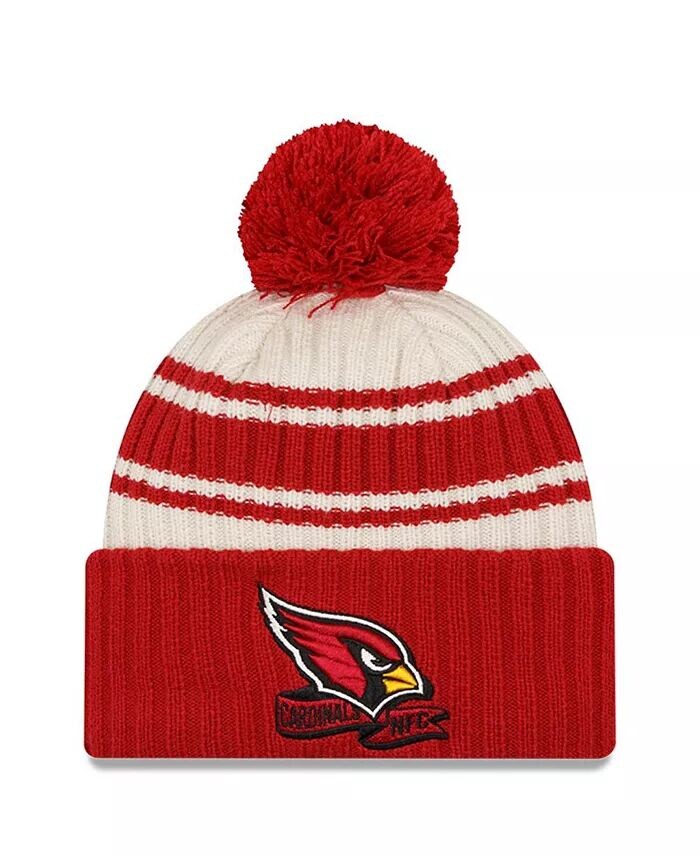 

Мужская кремовая вязаная шапка Cardinal Arizona Cardinals 2022 Sideline Sport с манжетами и помпоном New Era