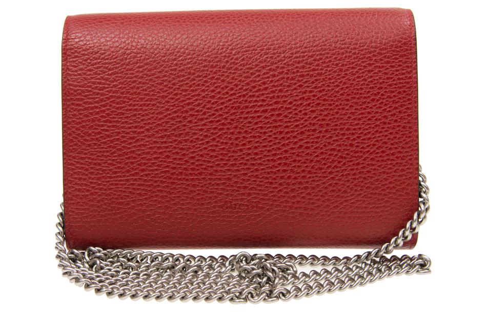 Женский кожаный кошелек Gucci Dionysus миниатюрный, красный — фото 3